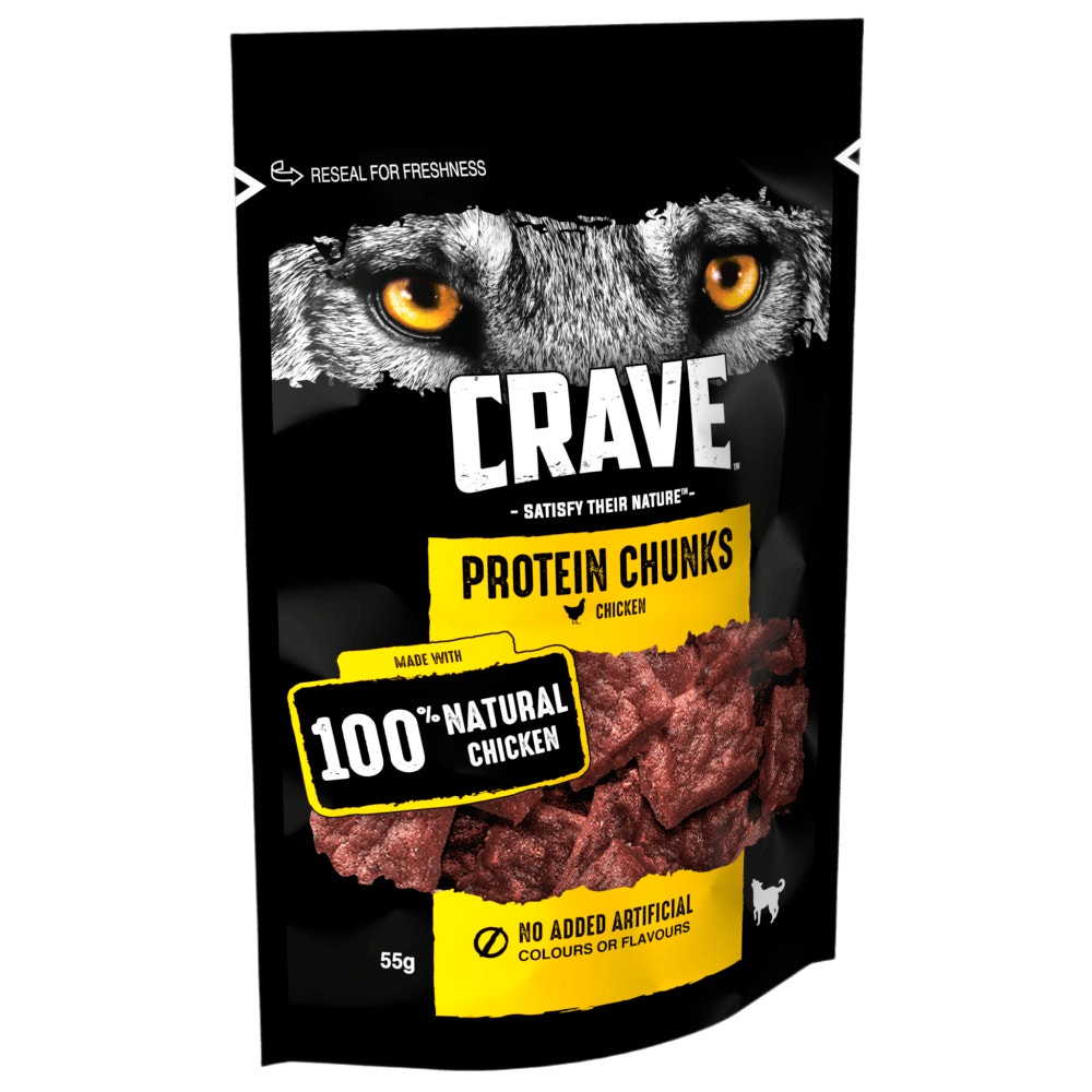 Crave Natural Grain Free Protein Chunks Adult Dog Treat Chicken 55g - 1