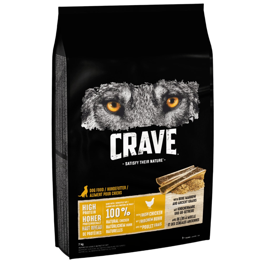 CRAVE™ Natural Grain Free Adult Complete Dry Dog Food Chicken & Grains 7kg - 1